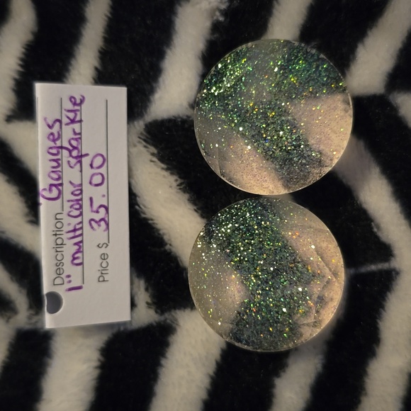 Iridescent Resin Sparkle Plugs (25mm) 1" - Picture 2 of 5